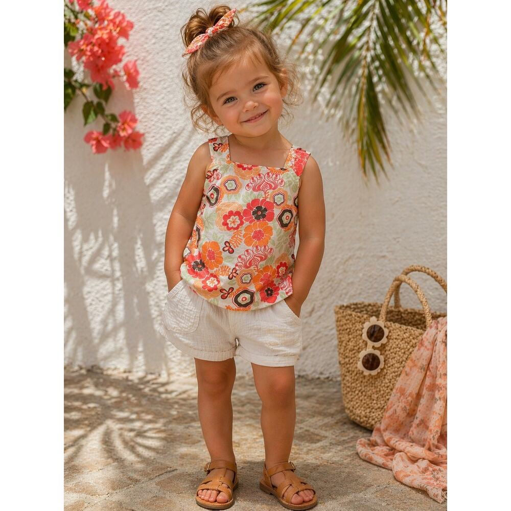 Hanna Andersson Floral Top NWT Size 80 (18-24M) Retro Poppy Print